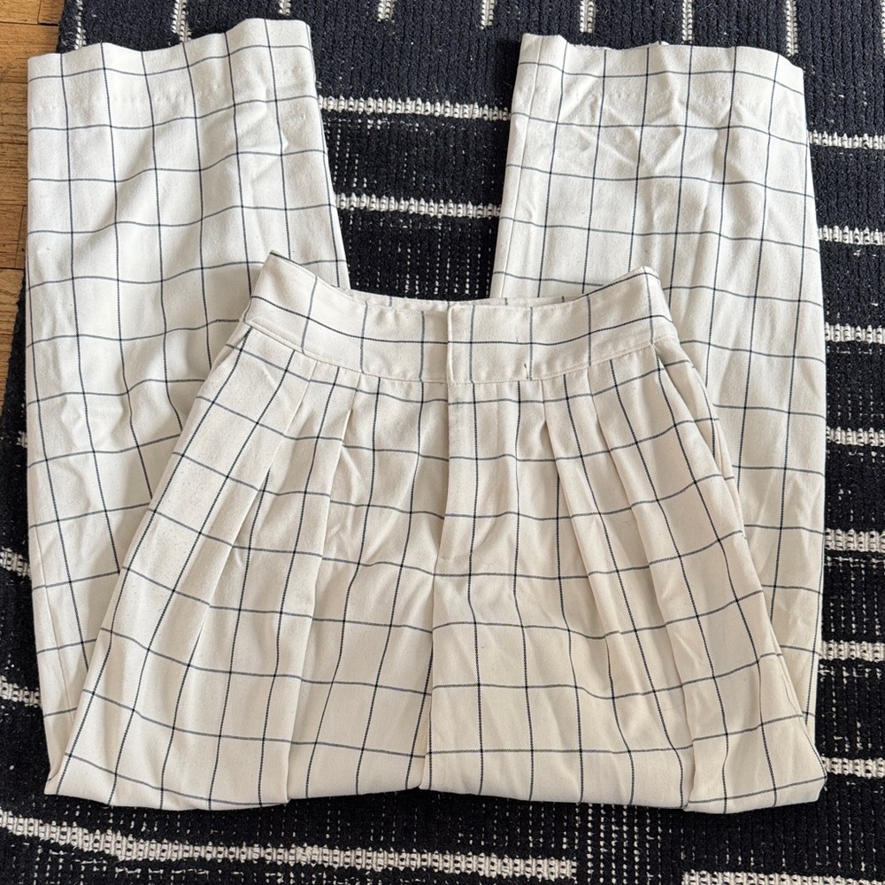 Joie Cream and Black Checkered Pants